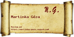 Martinka Géza névjegykártya