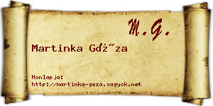 Martinka Géza névjegykártya